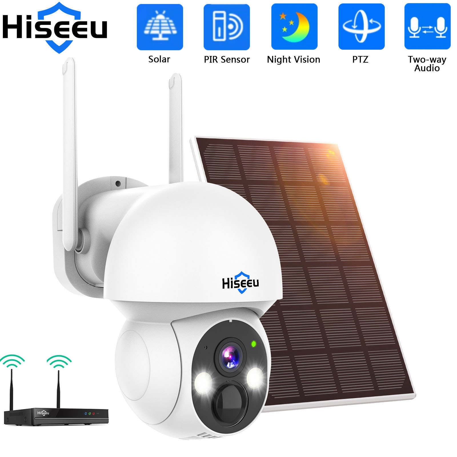 Home Security Cameras Outdoor - Hiseeu 2K 4MP WIFI PTZ Telecamera