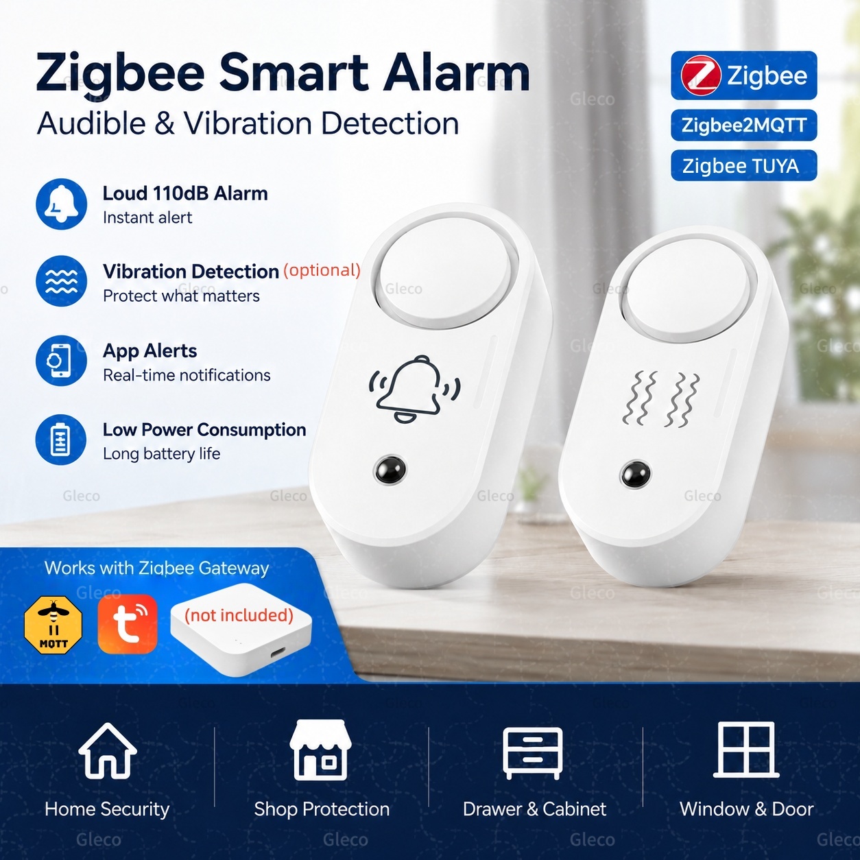 Home Security Options - Sirena d'Allarme Zigbee 110dB con Sensore